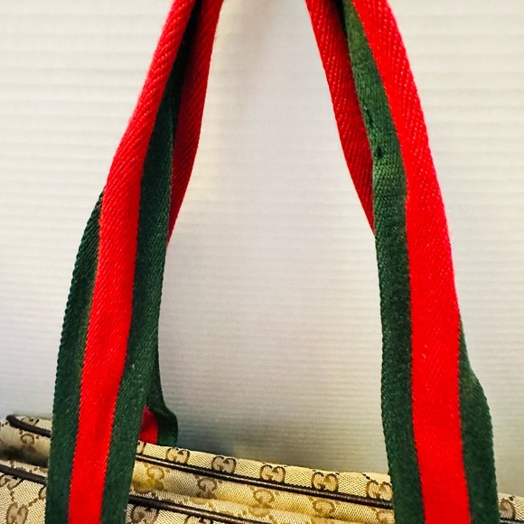 #278 Gucci Canvas Weekend Cream and Brown Tote Bag with Iconic Design - Picture 6 of 15